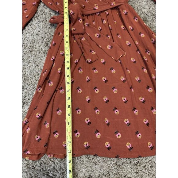 MATILDA JANE Faux Wrap Midi Dress Floral Belted Preppy Chic Flowy Teacher Sz L - Picture 4 of 7